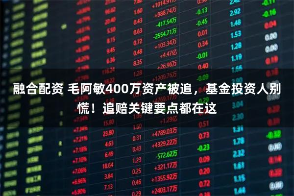 融合配资 毛阿敏400万资产被追，基金投资人别慌！追赔关键要点都在这