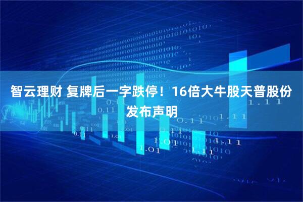 智云理财 复牌后一字跌停！16倍大牛股天普股份发布声明