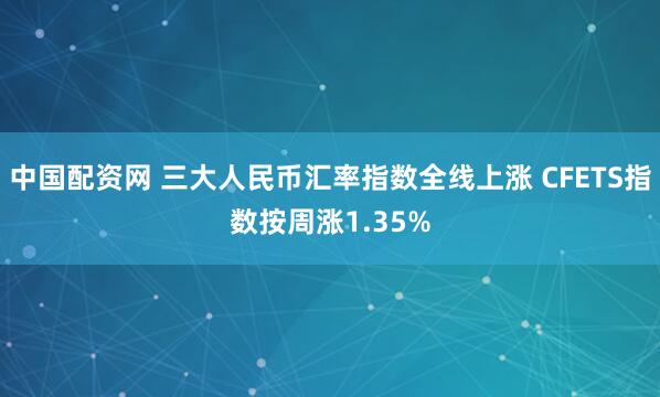 中国配资网 三大人民币汇率指数全线上涨 CFETS指数按周涨1.35%